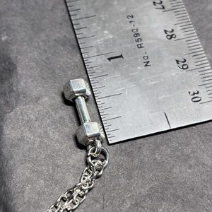 18” Silver Dumbbell Pendant Necklace, Fitness, Jewelry Gift